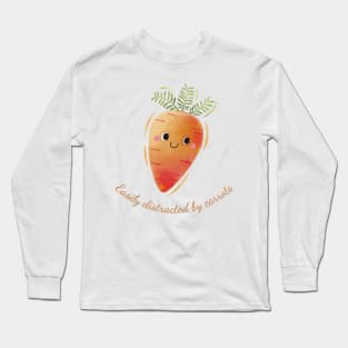 Easily Distracted By Carrots Cute Watercolor Carrot Long Sleeve T-Shirt